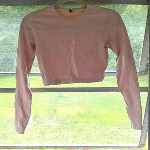 LA Apparel Cotton Spandex Blend Garment Dye Long Sleeve Crop Top